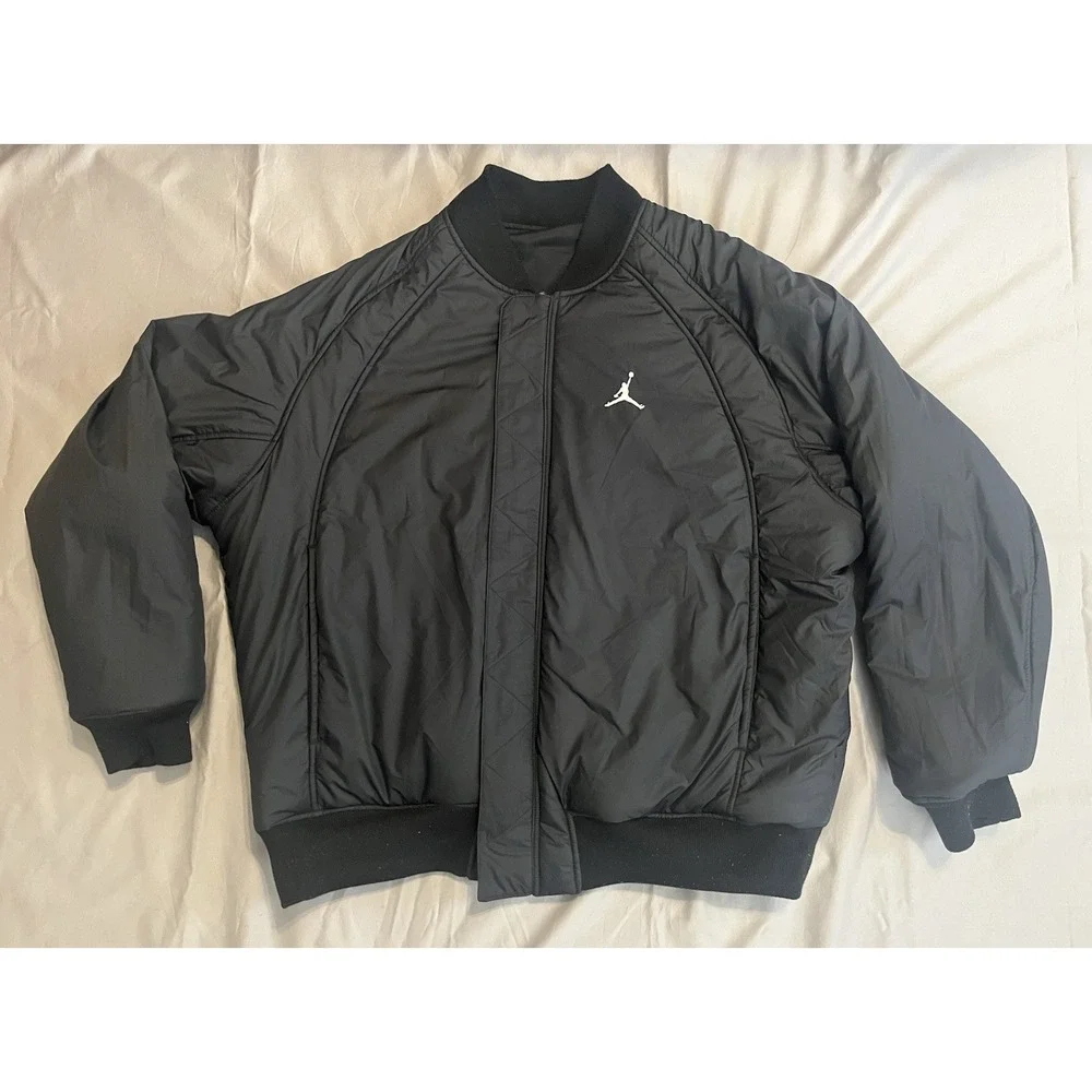 Air Jordan Reversible Varsity Jacket Black Coat Puffy 2XL DQ7344-010 - Picture 15 of 16